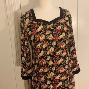 Floral print sweetheart neckline tunic top/dress